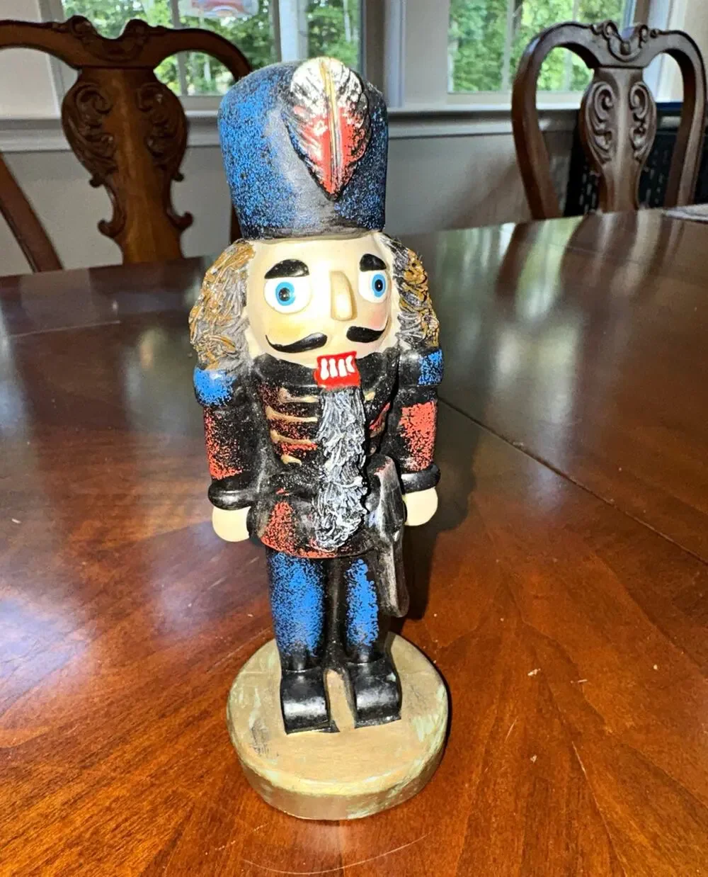 Decorative Nutcracker Soldier Christmas Holiday Decor Blue Hat Red/Black